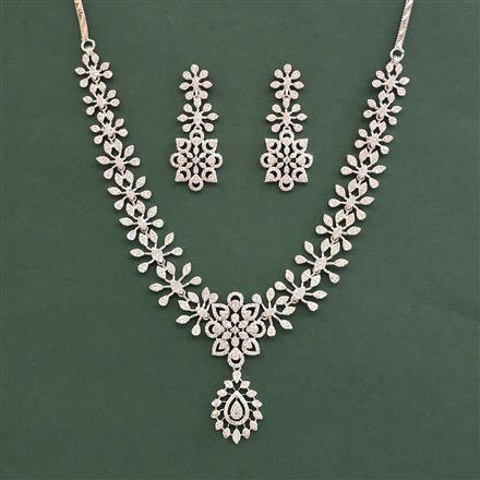 Cubic Zirconia Classic Necklace With 2 Tone Plating Rhodium Plating