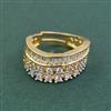 Cubic Zirconia Adjustable Ring With 2 Tone Plating Rhodium Plating