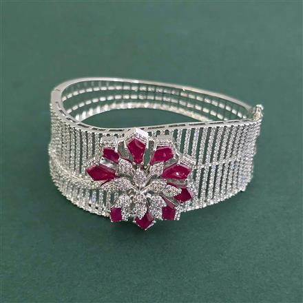 Cubic Zirconia Openable Kada With Rhodium Plating