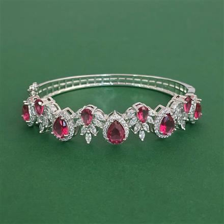 Cubic Zirconia Openable Kada With Rhodium Plating