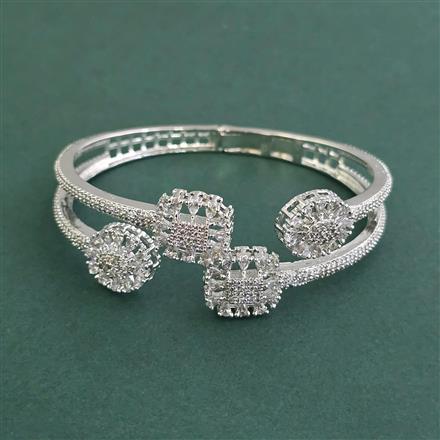 Cubic Zirconia Openable Kada With Mehndi Plating Rhodium Plating 2tone Plating