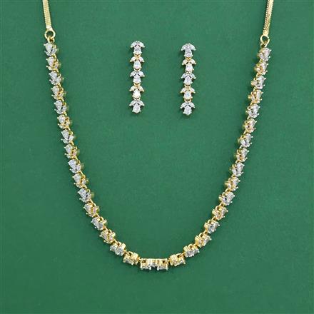 Cubic Zirconia Delicate Necklace With 2 Tone Plating Rhodium Plating