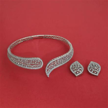 American Diamond Classic Necklace With Rhodium Plating & 2 Tone Plating