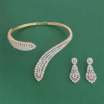 Cubic Zirconia Classic Necklace With 2 Tone Plating Rhodium Plating