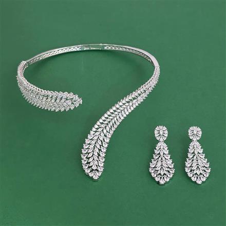 Cubic Zirconia Classic Necklace With 2 Tone Plating Rhodium Plating