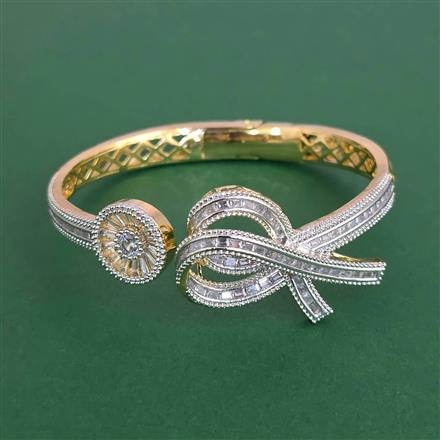 Cubic Zirconia Openable Kada With Carat Plating Rhodium Plating 2 Tone Plating