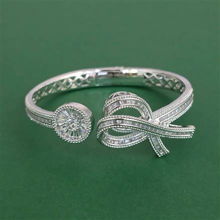 Cubic Zirconia Openable Kada With Carat Plating Rhodium Plating 2 Tone Plating