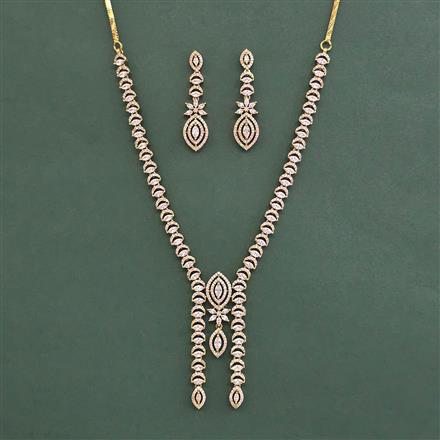 Cubic Zirconia Classic Necklace With Rhodium Plating Mehndi Plating