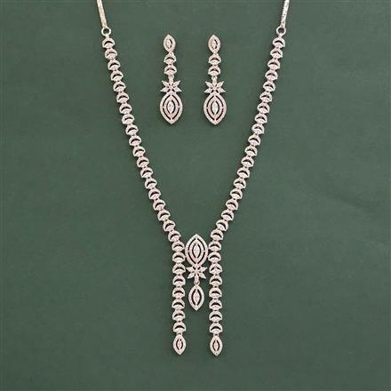 Cubic Zirconia Classic Necklace With Rhodium Plating Mehndi Plating
