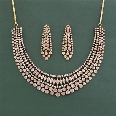 Cubic Zirconia Classic Necklace With Rhodium Plating Mehndi Plating