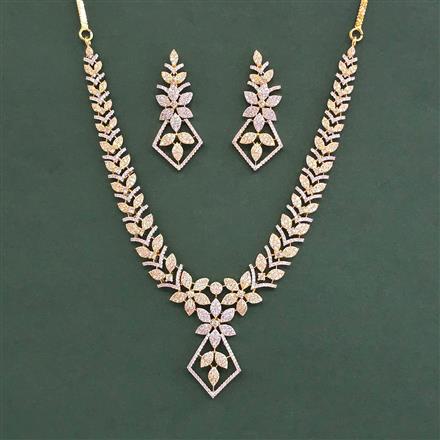 Cubic Zirconia Classic Necklace With Mehndi Plating Rhodium Plating 2tone Plating