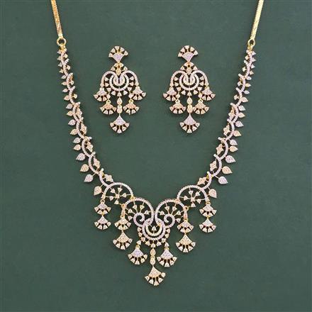 Cubic Zirconia Classic Necklace With 2 Tone Plating Rhodium Plating