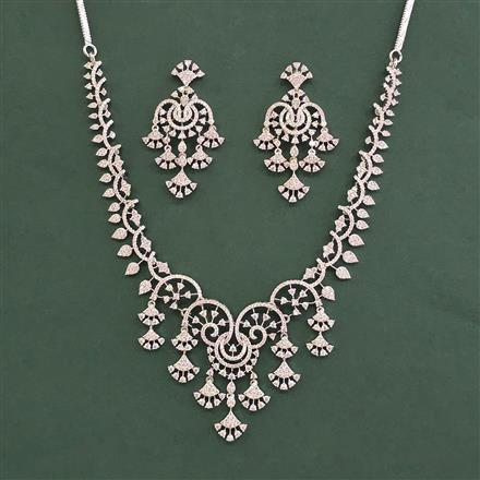 Cubic Zirconia Classic Necklace With 2 Tone Plating Rhodium Plating