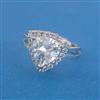 Cubic Zirconia Adjustable Ring With Rhodium Plating