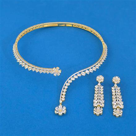 Cubic Zirconia Classic Necklace Set With 2 Tone Plating