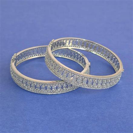 Cz Openable Bangles With Rhodium Plating