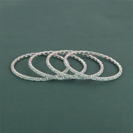 Cubic Zirconia 4 Pc Bangles With Rhodium Plating