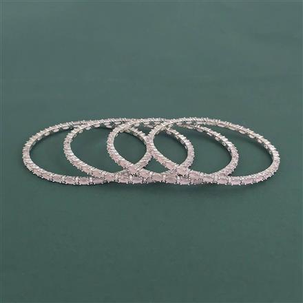 Cubic Zirconia 4 Pc Bangles With Rhodium Plating