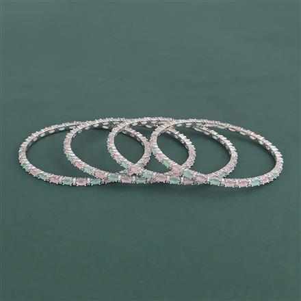 Cubic Zirconia Classic Bangles With Rhodium Plating