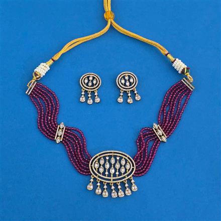 Cubic Zirconia Classic Necklace Set With Mehndi Plating