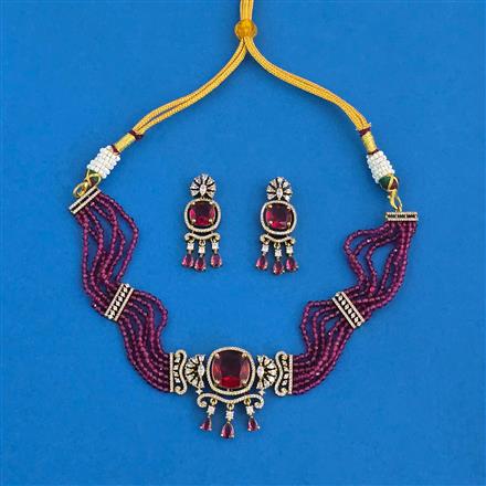 Cubic Zirconia Classic Necklace Set With Mehndi Plating