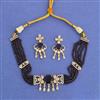 Cz Choker Necklace Set With 2tone Plating