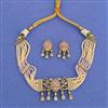Cz Choker Necklace Set With Mehndi Plating