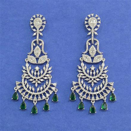 Cz Classic Earring With Rhodium Plating
