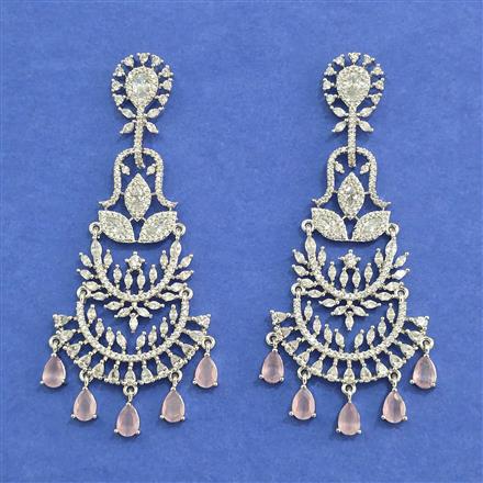 Cz Classic Earring With Rhodium Plating
