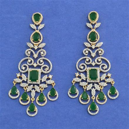Cz Long Earring With 2tone Plating