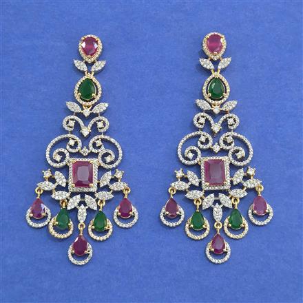 Cz Long Earring With 2tone Plating