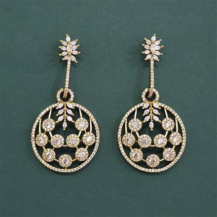 Cubic Zirconia Classic Earring With Rhodium Plating 2 tone Plating Mehndi Plating