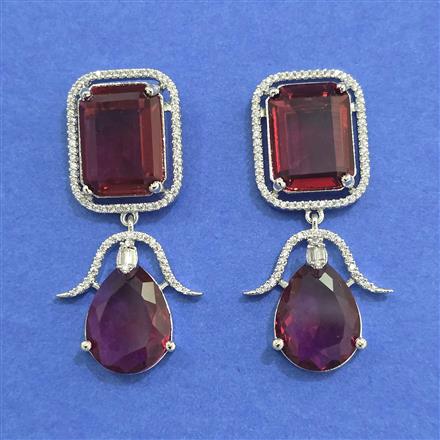 Cz Classic Earring With Rhodium Plating