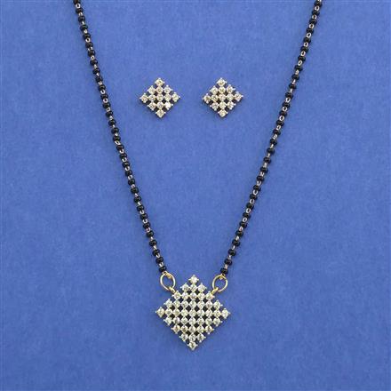 Cz Classic Mangalsutra With 2 Tone Rhodium Plating