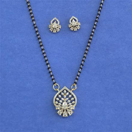 Cz Classic Mangalsutra With Rhodium Plating 2 Tone Plating