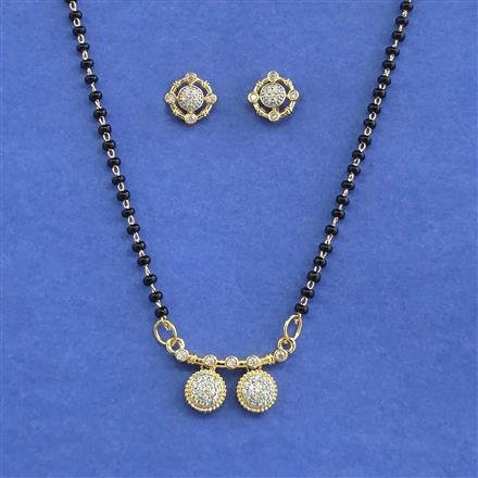 Cz Classic Mangalsutra With Rhodium Plating 2 Tone Plating