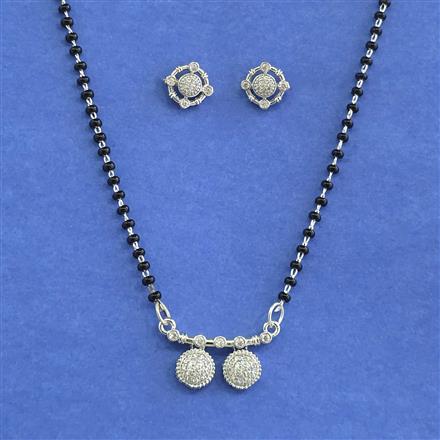 Cz Classic Mangalsutra With Rhodium Plating 2 Tone Plating