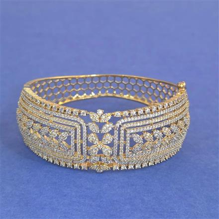 Cz Openable Kada With 2tone Plating Rhodium Plating