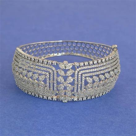 Cz Openable Kada With 2tone Plating Rhodium Plating