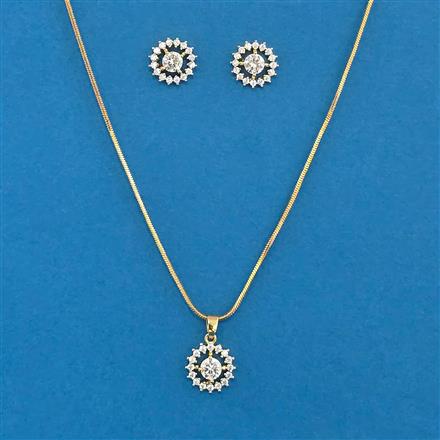Cubic Zirconia Classic Pendant Set With 2 Tone Plating Rhodium Plating