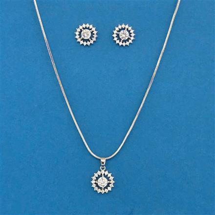 Cubic Zirconia Classic Pendant Set With 2 Tone Plating Rhodium Plating