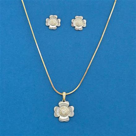 Cubic Zirconia Classic Pendant Set With 2 Tone Plating Rhodium Plating