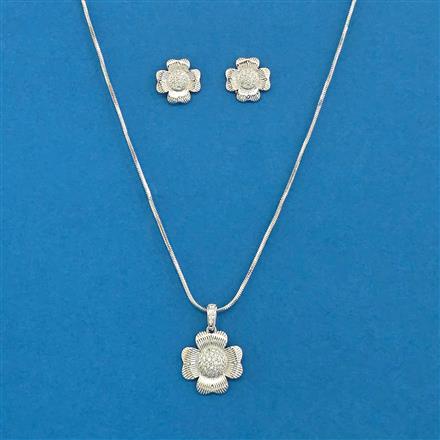 Cubic Zirconia Classic Pendant Set With 2 Tone Plating Rhodium Plating