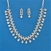 Cubic Zirconia Delicate Necklace Set With Mehndi Plating Rhodium Plating