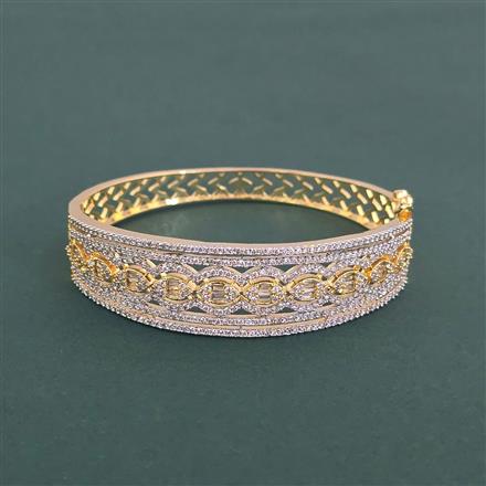 Cubic Zirconia Classic Kada With Rhodium Plating 2 tone Plating Mehndi Plating