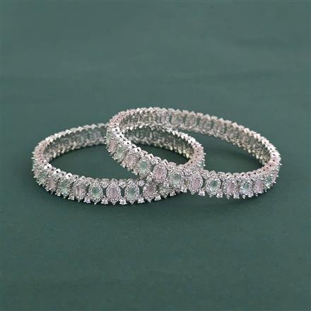 Cubic Zirconia Classic Bangles With Rhodium Plating
