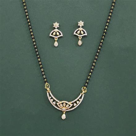 Cubic Zirconia Classic Mangalsutra With Rhodium Plating 2tone Plating