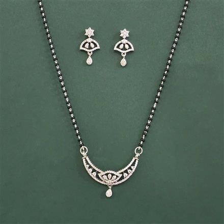 American Diamond Classic Mangalsutra with Rhodium Plating 2 Tone Plating