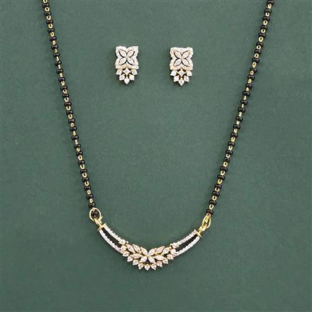 Cubic Zirconia Classic Mangalsutra With Rhodium Plating 2tone Plating