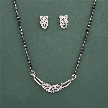 American Diamond Classic Mangalsutra with Rhodium Plating 2 Tone Plating